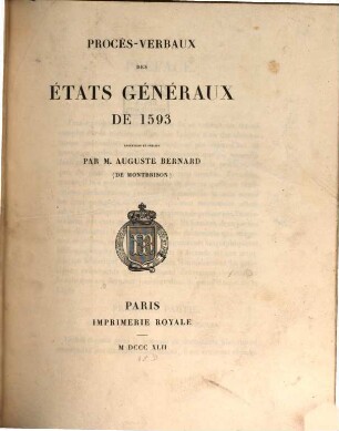 Procès-verbaux des États Généraux de 1593