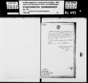 Verehelichung des Josef Ruff von Imnau