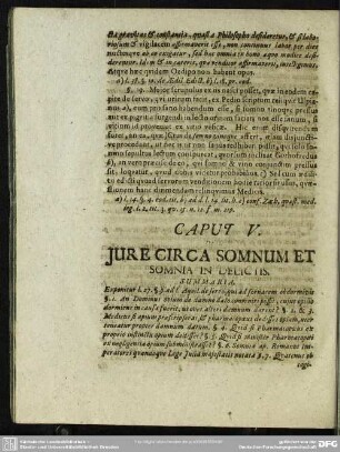 Caput V. De Iure Circa Somnum Et Somnia In Delictis