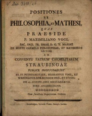 Positiones ex philosophia et mathesi