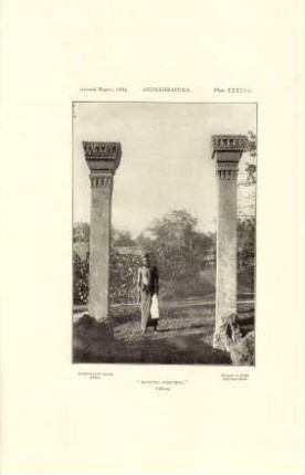 Plate XXXVI. B. Anurádhapura. "Mayúra pirivena". Pillars.