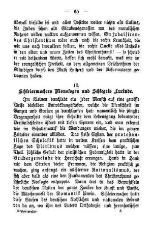 10. Schleiermachers Monologen und Schlegels Lucinde