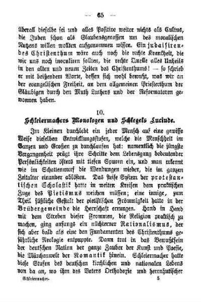 10. Schleiermachers Monologen und Schlegels Lucinde