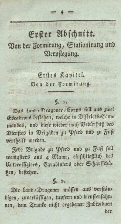 Erstes Kapitel. Von der Formirung.
