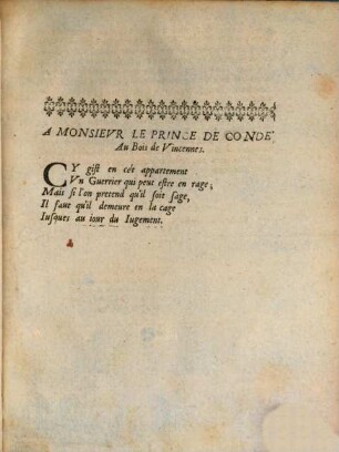 Visio miraculeuse d'hermite envoyée à Msgr. le prince de Condé