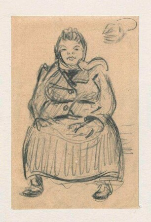 Sitzende Frau mit Kopftuch
