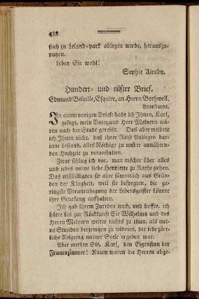 Hundert- und eilfter Brief. - Hundert- und funfzehnter Brief.
