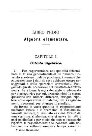 Libro Primo. Algebra elementare.