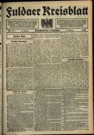 Zweite Ausgabe vom Samstag, den 03. Dezember 1910.