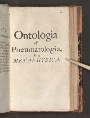 Ontologia & Pneumatologia, Seu Metaphysica.