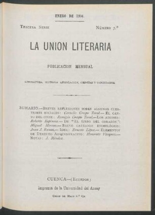 Número 7, Enero de 1904