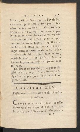 Chapitre XLVI. Réflexions sur l'aventure du chapitre précédent