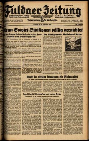 Ausgabe vom Dienstag, den 16. September 1941.