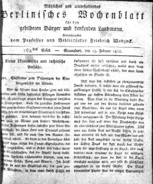 268stes Stueck, Sonnabend, den 19 Februar 1814