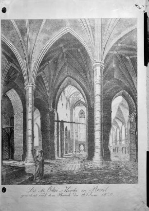 Innenraum der Olaikirche in Tallinn nach dem Brand von 1820