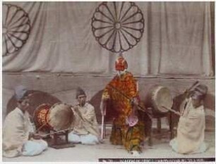 DANCING OF SHINTO PRIESTS OFFERING TO A GOD