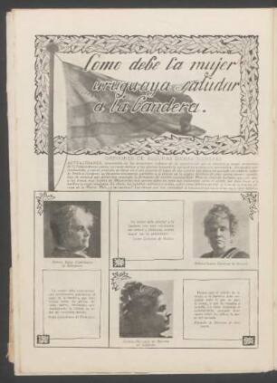 Como debe la mujer uruguaya saludar a la bandera. : Opiniones de algunas damas ilustres