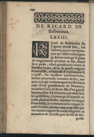 De Ricard De Barbezieux, LXXIII