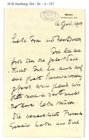 Brief an Richard Dehmel und Ida Dehmel