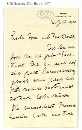 Brief an Richard Dehmel und Ida Dehmel