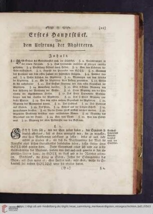 Erstes Hauptstück: Von dem Ursprung der Abgötterey