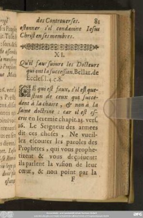 XI. Qu'il faut suivre les Docteurs qui ont la succession. ...