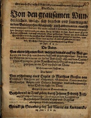 Drey warhaffte, erschröckliche vnd zuvor vnerhörte newe Zeitungen