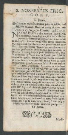 S. Norbertus Episc. Conf.
