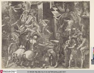 [Les Grecs entrant dans la ville de Troye, et Enée se sauvant avec son père Anchise; Der Fall Trojas und die Flucht des Aeneas]