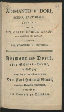Adimanto E Dori : Scena Pastorale