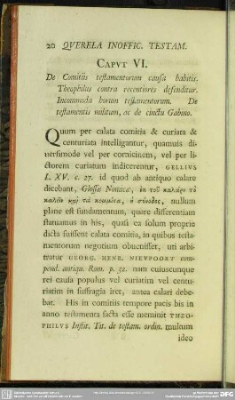 Caput VI. De Comitiis testamentorum causa habitis. Theophilus contra recentiores defenditur. ...