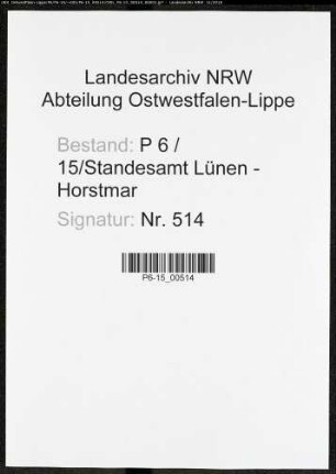Sterberegister Standesamt Lünen-Horstmar