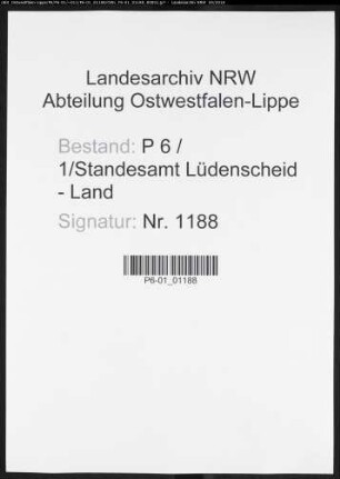 Sterberegister Standesamt Lüdenscheid-Land