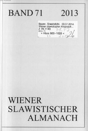 Wiener slawistischer Almanach, 71. 2013