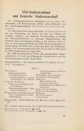 43-44, NSD-Studentenbund und Deutsche Studentenschaft