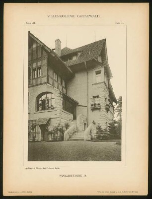 Villa Dotti, Berlin-Grunewald: Ansicht Hintereingang (aus: Die Villenkolonie Grunewald, hrsg. von Egon Hessling, Berlin 1903)