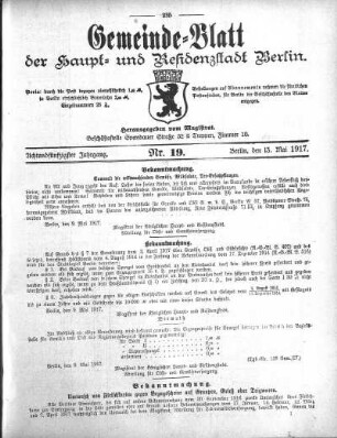 1917,19: Nr. 19, 13. Mai 1917