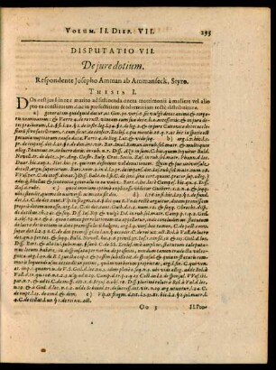 Disputatio VII. De iure dotium.