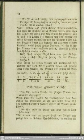 Subtraction gemeiner Brüche