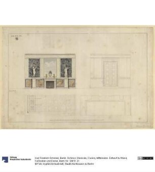 Berlin. Schloss Glienicke, Casino, Mittelsalon. Entwurf zu Wand, Fußboden und Decke