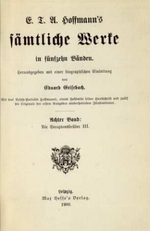 Bd. 8: Die Serapionsbrüder III.