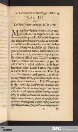 Cap. III. de Lactantii educatione litteraria.