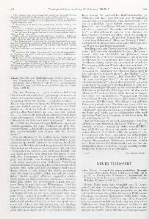 504-509 [Rezension] Lohse, Eduard, Grundriß der neutestamentlichen Theologie