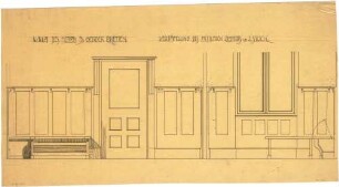 Billing, Hermann; Bretten, Heilbronnerstr. 3; Haus Dr. Gerber - Mittleres Zimmer, 2. OG, Wandvertäfelung (Grundriss; Ansicht; Schnitt)