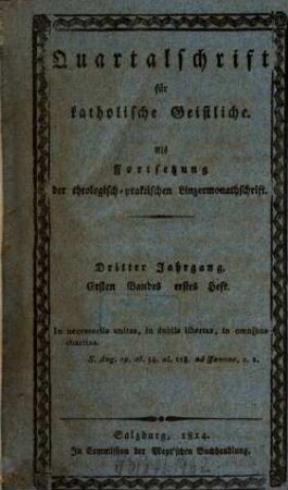 Neue Quartalschrift für katholische Geistliche. 3,1, 3,1. 1814