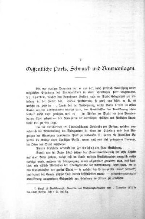 II. Oeffentliche Parks, Schmuck- und Baumanlagen