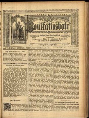 Erste Ausgabe vom Sonntag, den 21. August 1910.