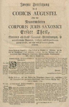 Erster Theil. General-Verordnungen