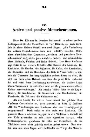 IV. Active und passive Menschenrassen.