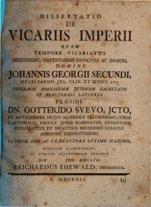 Diss. de vicariis Imperii
